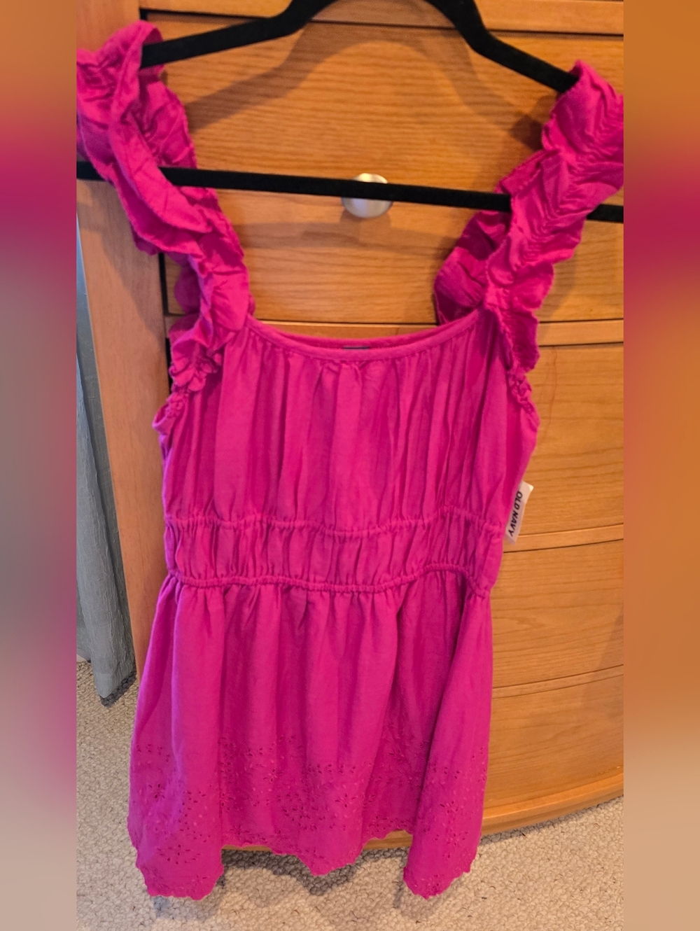 NWT Old Navy Bright Fuchsia Ruffle Strap Sundress, Women's M